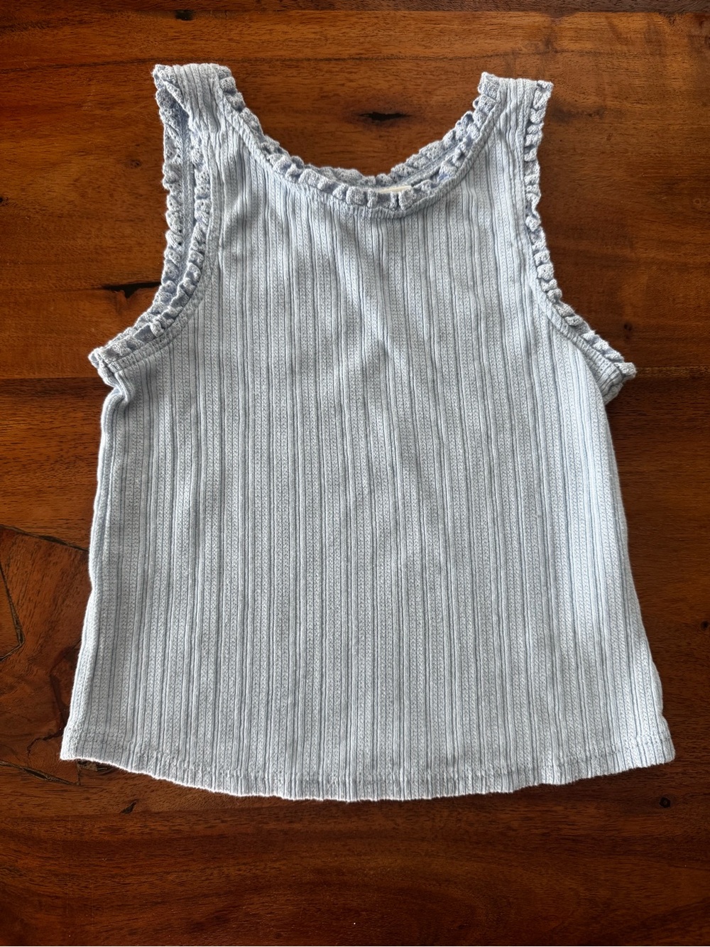 H&M Girl’s Light Blue Ribbed Tank with Crochet Trim Size 5T/6